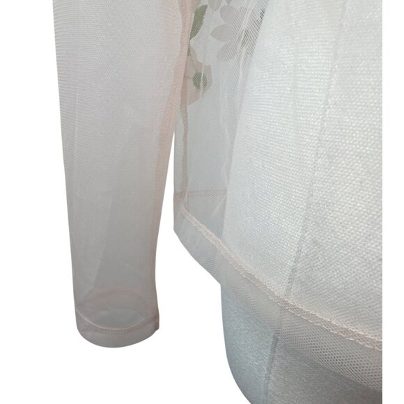 ZARA Sheer Mesh Small Floral Embroidered Long Sleeve Lightweight Dainty - Picture 12 of 14